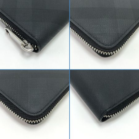  BURBERRY バーバリー 長財布 チェック柄ラウンドファスナー ブラック