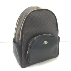 $$ COACH コーチ バックパック シグネチャー PVC CZ176 ブラックｘブラウン Bランク