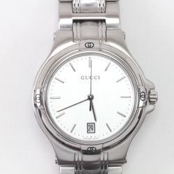 $$ GUCCI グッチ メンズクォーツ ステンレススチール シルバー 9040M Bランク