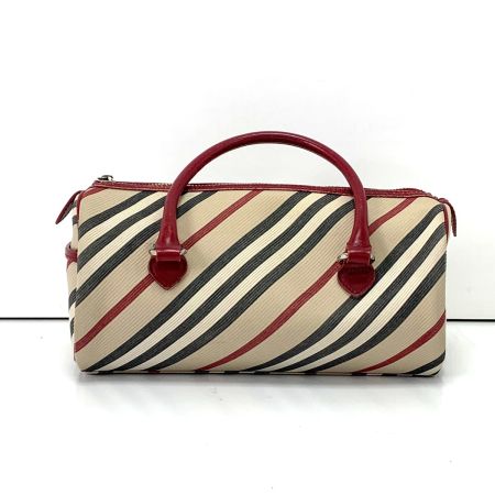  BURBERRY BLUE LABEL バーバリーブルーレーベル ハンドバッグ レッド×ベージュ