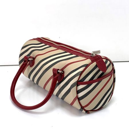  BURBERRY BLUE LABEL バーバリーブルーレーベル ハンドバッグ レッド×ベージュ