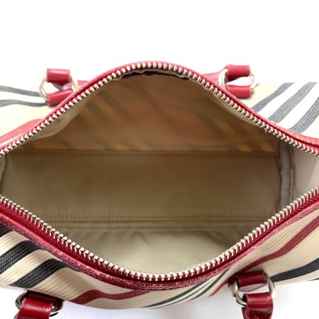  BURBERRY BLUE LABEL バーバリーブルーレーベル ハンドバッグ レッド×ベージュ