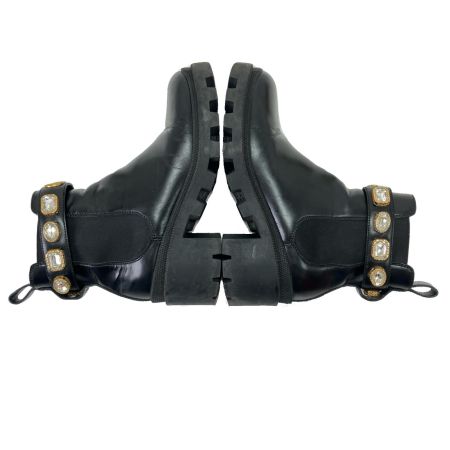  GUCCI グッチ サイドゴアブーツ レザー クリスタルベルト付 36 ブラック