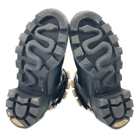  GUCCI グッチ サイドゴアブーツ レザー クリスタルベルト付 36 ブラック