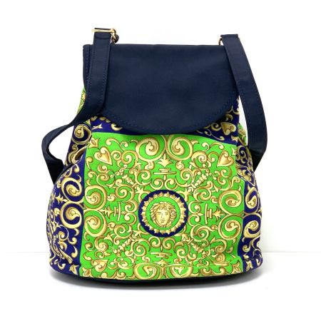  VERSACE ベルサーチ ミニリュック ネイビー×グリーン