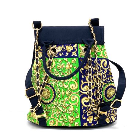  VERSACE ベルサーチ ミニリュック ネイビー×グリーン