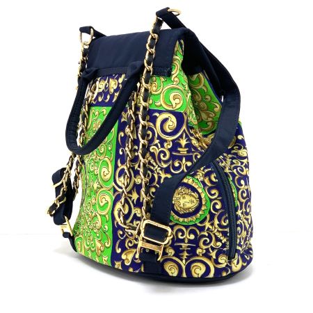  VERSACE ベルサーチ ミニリュック ネイビー×グリーン