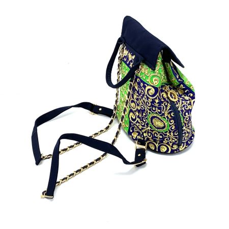  VERSACE ベルサーチ ミニリュック ネイビー×グリーン