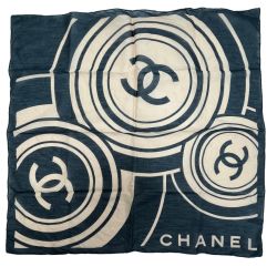 CHANEL シャネル スカーフ ココマーク コットン  ブラック Cランク