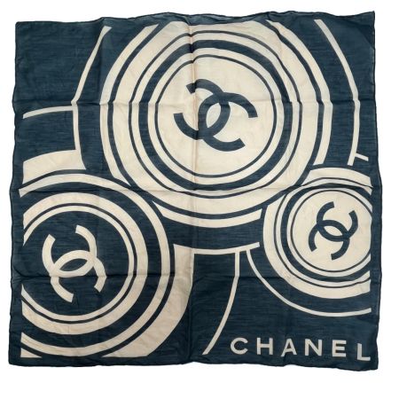 CHANEL シャネル スカーフ ココマーク コットン  ブラック