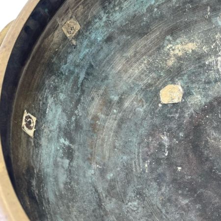   真鍮製 火鉢 彫金風景画