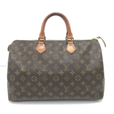  LOUIS VUITTON ルイヴィトン ハンドバッグ モノグラム スピーディ35 臭い有/革タブボンド跡＆切れ M41524 ブラウン