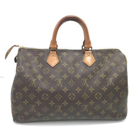  LOUIS VUITTON ルイヴィトン ハンドバッグ モノグラム スピーディ35 臭い有/革タブボンド跡＆切れ M41524 ブラウン