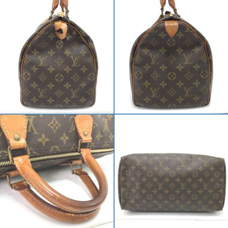  LOUIS VUITTON ルイヴィトン ハンドバッグ モノグラム スピーディ35 臭い有/革タブボンド跡＆切れ M41524 ブラウン