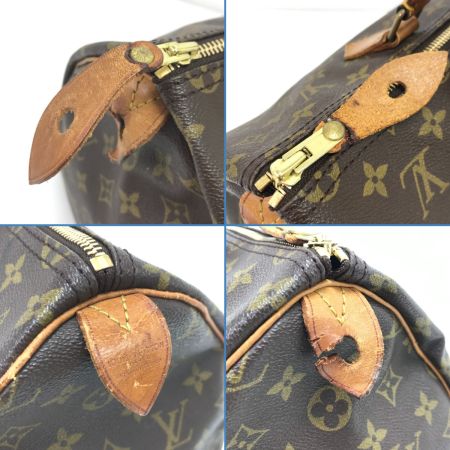  LOUIS VUITTON ルイヴィトン ハンドバッグ モノグラム スピーディ35 臭い有/革タブボンド跡＆切れ M41524 ブラウン