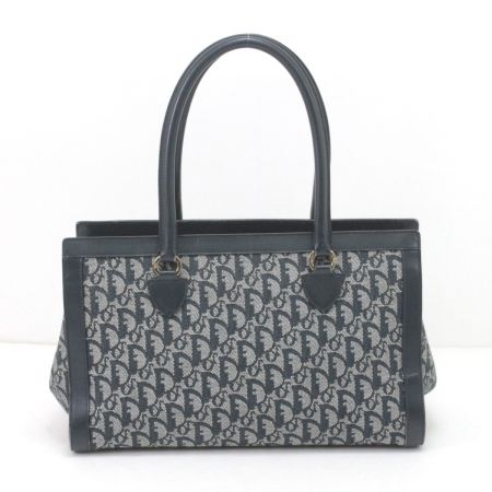  Christian Dior クリスチャンディオール ハンドバッグ トロッター キャンバス×レザー ヴィンテージ BO B O121 ネイビー