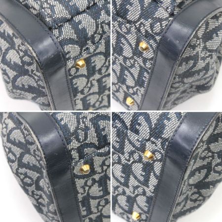  Christian Dior クリスチャンディオール ハンドバッグ トロッター キャンバス×レザー ヴィンテージ BO B O121 ネイビー
