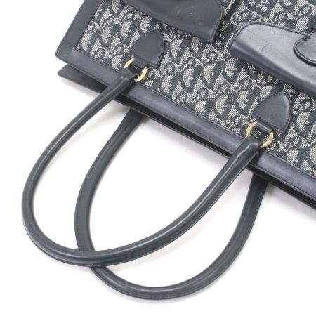  Christian Dior クリスチャンディオール ハンドバッグ トロッター キャンバス×レザー ヴィンテージ BO B O121 ネイビー