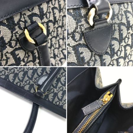  Christian Dior クリスチャンディオール ハンドバッグ トロッター キャンバス×レザー ヴィンテージ BO B O121 ネイビー