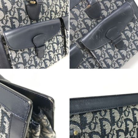  Christian Dior クリスチャンディオール ハンドバッグ トロッター キャンバス×レザー ヴィンテージ BO B O121 ネイビー