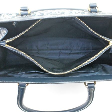  Christian Dior クリスチャンディオール ハンドバッグ トロッター キャンバス×レザー ヴィンテージ BO B O121 ネイビー