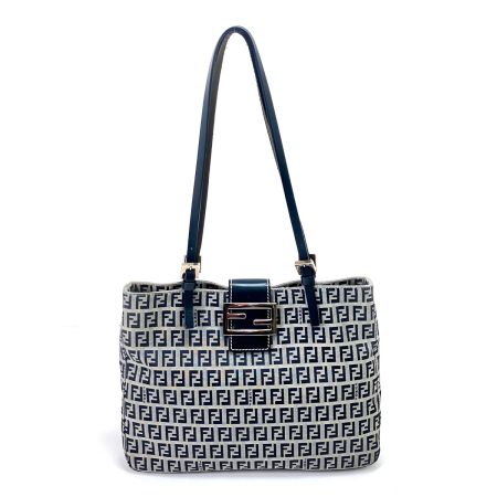  FENDI フェンディ ズッキーノ ハンドバッグ ネイビー