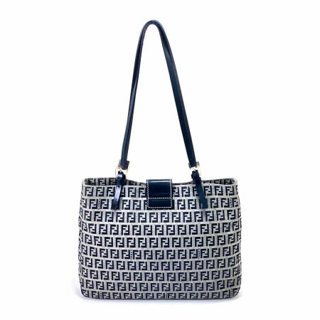  FENDI フェンディ ズッキーノ ハンドバッグ ネイビー