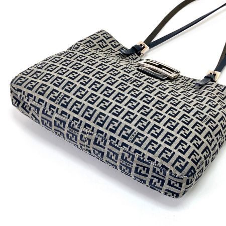  FENDI フェンディ ズッキーノ ハンドバッグ ネイビー
