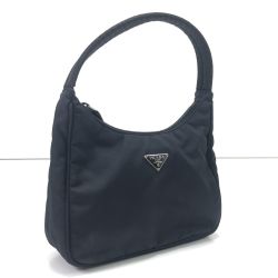 $$ PRADA プラダ ハンドバッグ ナイロン表面テカリ有 MV515 ブラック Bランク