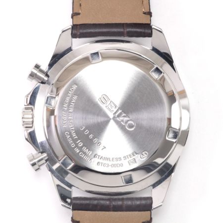  SEIKO セイコー クロノグラフ メンズクォーツ 本体のみ レザー グリーン デイト 稼動品 8T63-00D0