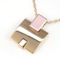 $$ HERMES エルメス アイリーンネックレス ST0178 ゴールド×ピンク Bランク