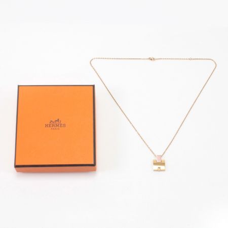  HERMES エルメス アイリーンネックレス ST0178 ゴールド×ピンク