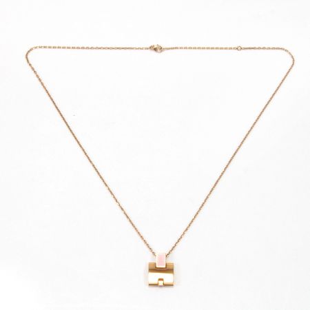  HERMES エルメス アイリーンネックレス ST0178 ゴールド×ピンク