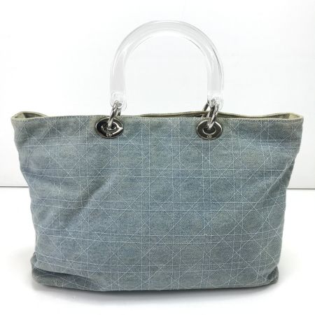  Christian Dior クリスチャンディオール ハンドバッグ レディディオール カナージュデニ ストラップ欠品 ヨゴレ有 水色