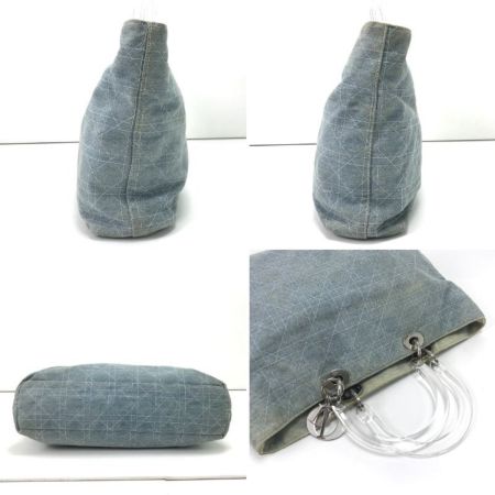  Christian Dior クリスチャンディオール ハンドバッグ レディディオール カナージュデニ ストラップ欠品 ヨゴレ有 水色