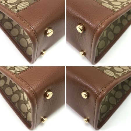  COACH コーチ ハンドバッグ ストラップ付 キャンバス×レザー C5637 ブラウン