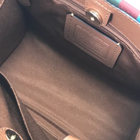  COACH コーチ ハンドバッグ ストラップ付 キャンバス×レザー C5637 ブラウン