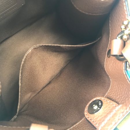  COACH コーチ ハンドバッグ ストラップ付 キャンバス×レザー C5637 ブラウン