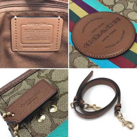  COACH コーチ ハンドバッグ ストラップ付 キャンバス×レザー C5637 ブラウン