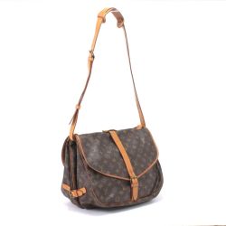 $$ LOUIS VUITTON ルイヴィトン ショルダーバッグ モノグラム ソミュール35 ヌメ革シミ有 M42254 Cランク
