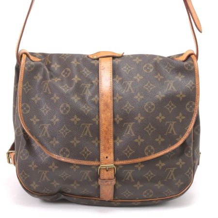  LOUIS VUITTON ルイヴィトン ショルダーバッグ モノグラム ソミュール35 ヌメ革シミ有 M42254