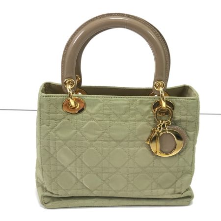  Christian Dior クリスチャンディオール 2WAYショルダーバッグ レディディオール カナージュ ストラップ付 全体的に変色 黄緑