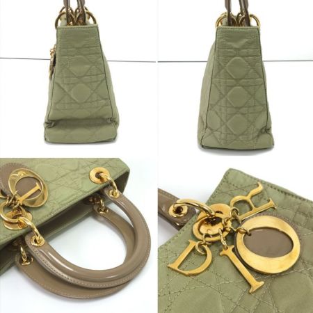  Christian Dior クリスチャンディオール 2WAYショルダーバッグ レディディオール カナージュ ストラップ付 全体的に変色 黄緑