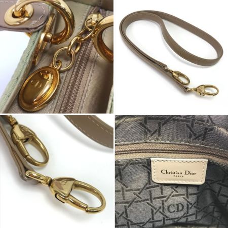  Christian Dior クリスチャンディオール 2WAYショルダーバッグ レディディオール カナージュ ストラップ付 全体的に変色 黄緑