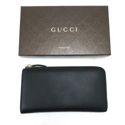 $$ GUCCI グッチ  L字ファスナー長財布 332747 ブラック Cランク