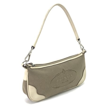 PRADA プラダ セミショルダーバッグ ロゴジャガード アイボリー