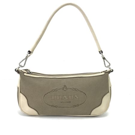  PRADA プラダ セミショルダーバッグ ロゴジャガード アイボリー