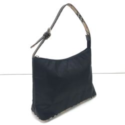 $$ BURBERRY BLUE LABEL バーバリーブルーレーベル ハンドバッグ ナイロン ブラック Bランク
