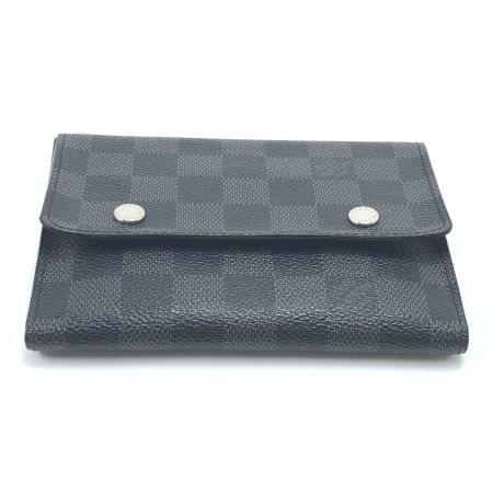  LOUIS VUITTON ルイヴィトン 2つ折り財布 ダミエグラフィット ポルトフォイユコンパクトモデュラブル コインケース欠品 イニシャル有 N63083 グレー