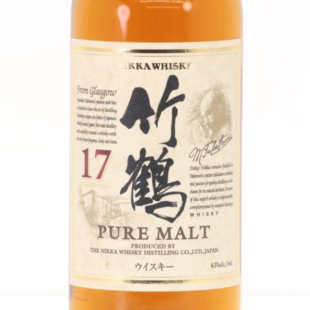 【北海道内限定発送】 NIKKA ニッカウヰスキー 竹鶴 17年 ピュアモルトウイスキー 180ml 43度 未開栓